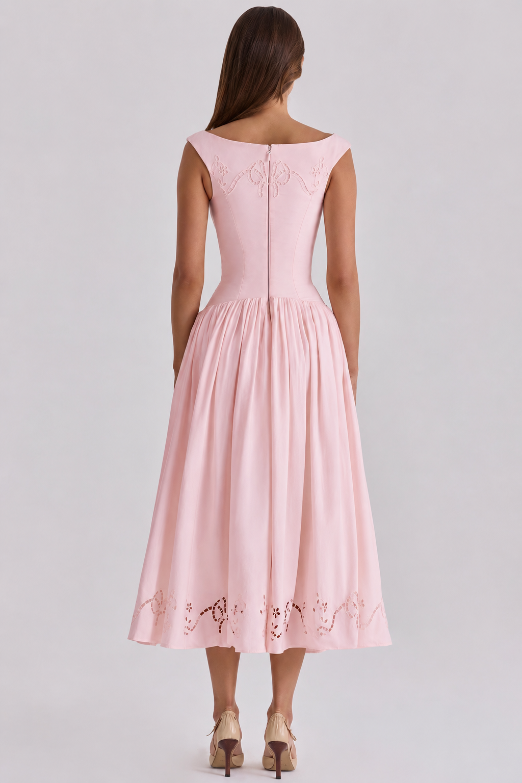 Rosalie Bow Broderie Midi Dress
