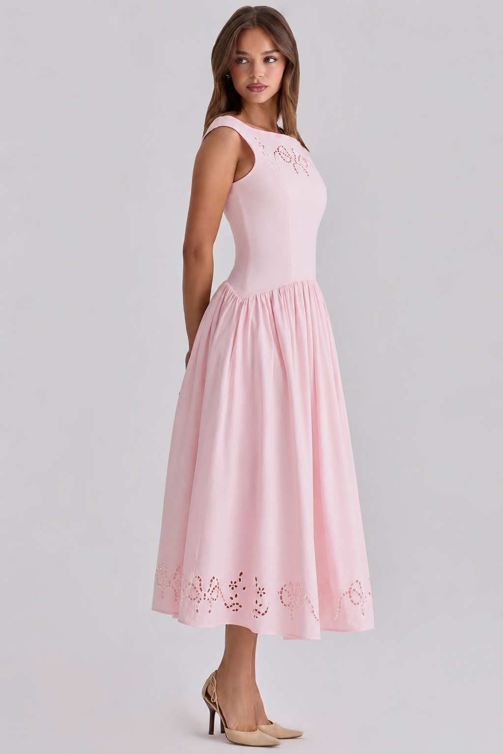 Rosalie Bow Broderie Midi Dress