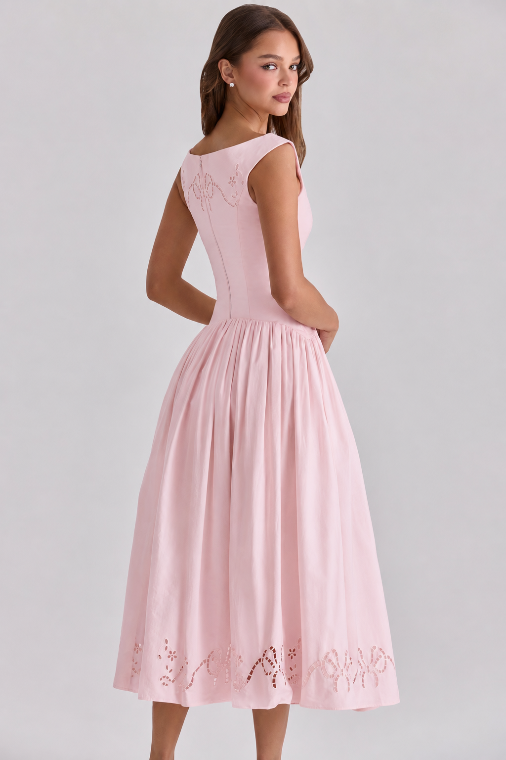Rosalie Bow Broderie Midi Dress