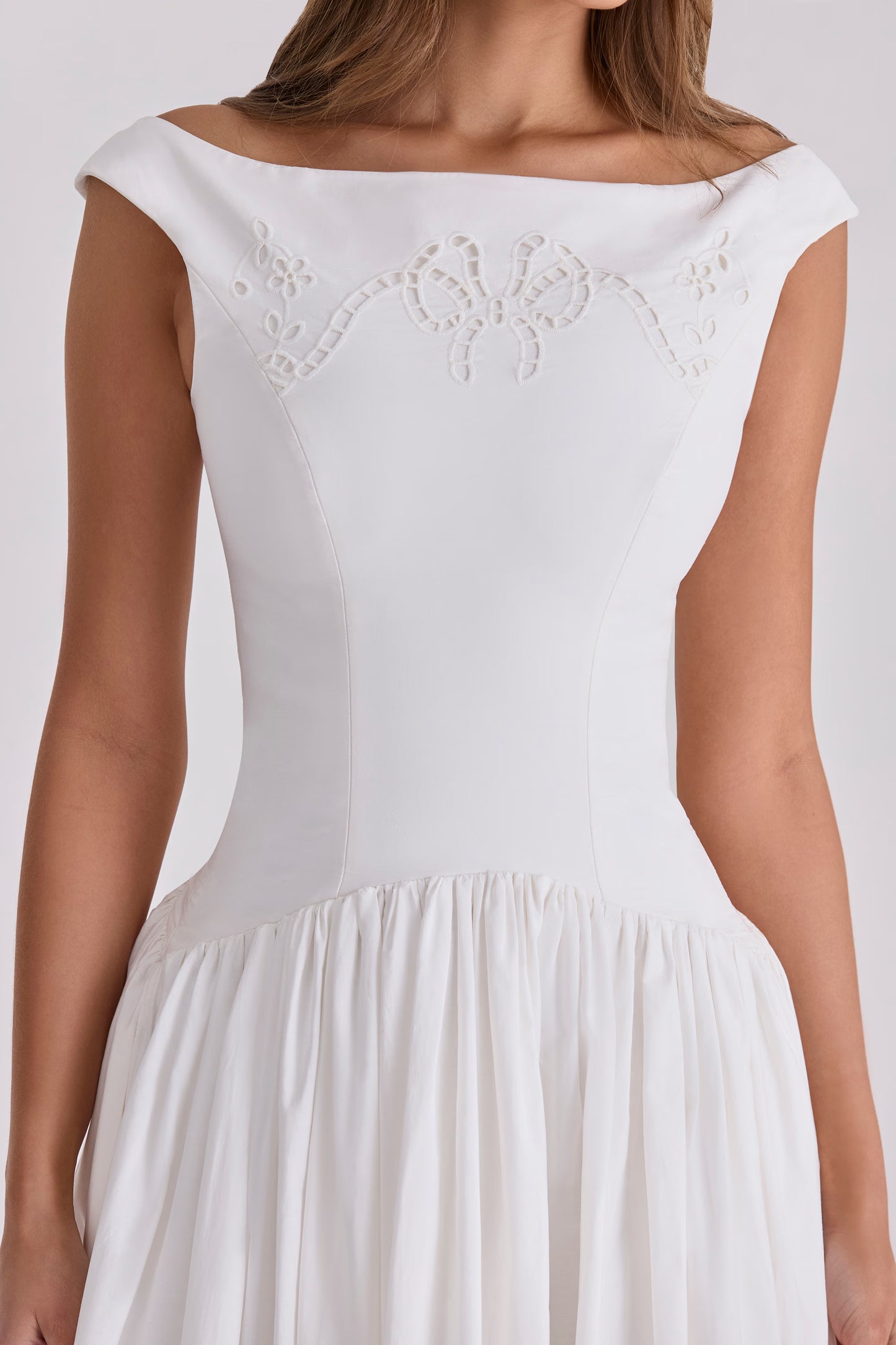 Rosalie Bow Broderie Midi Dress