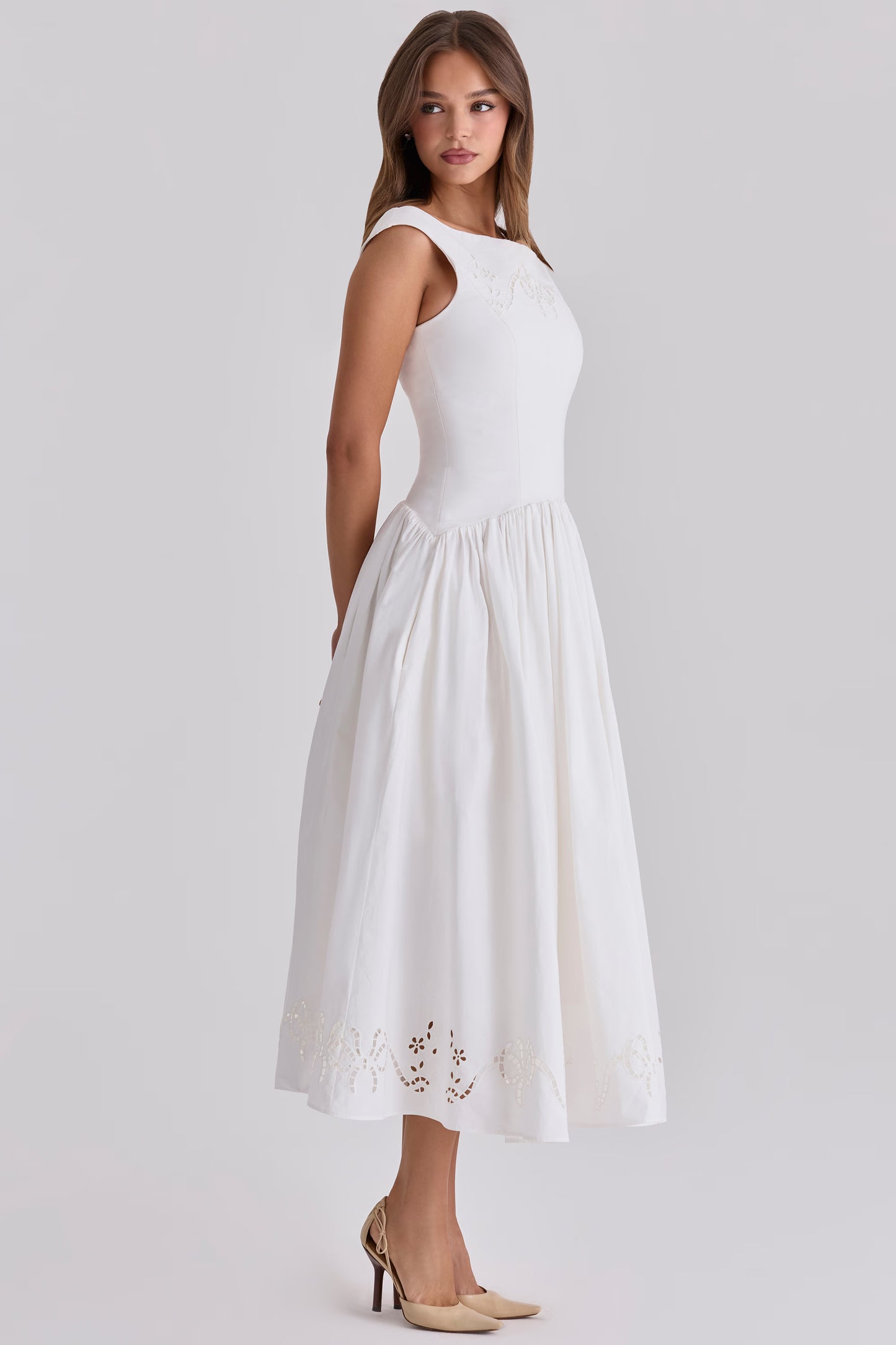Rosalie Bow Broderie Midi Dress