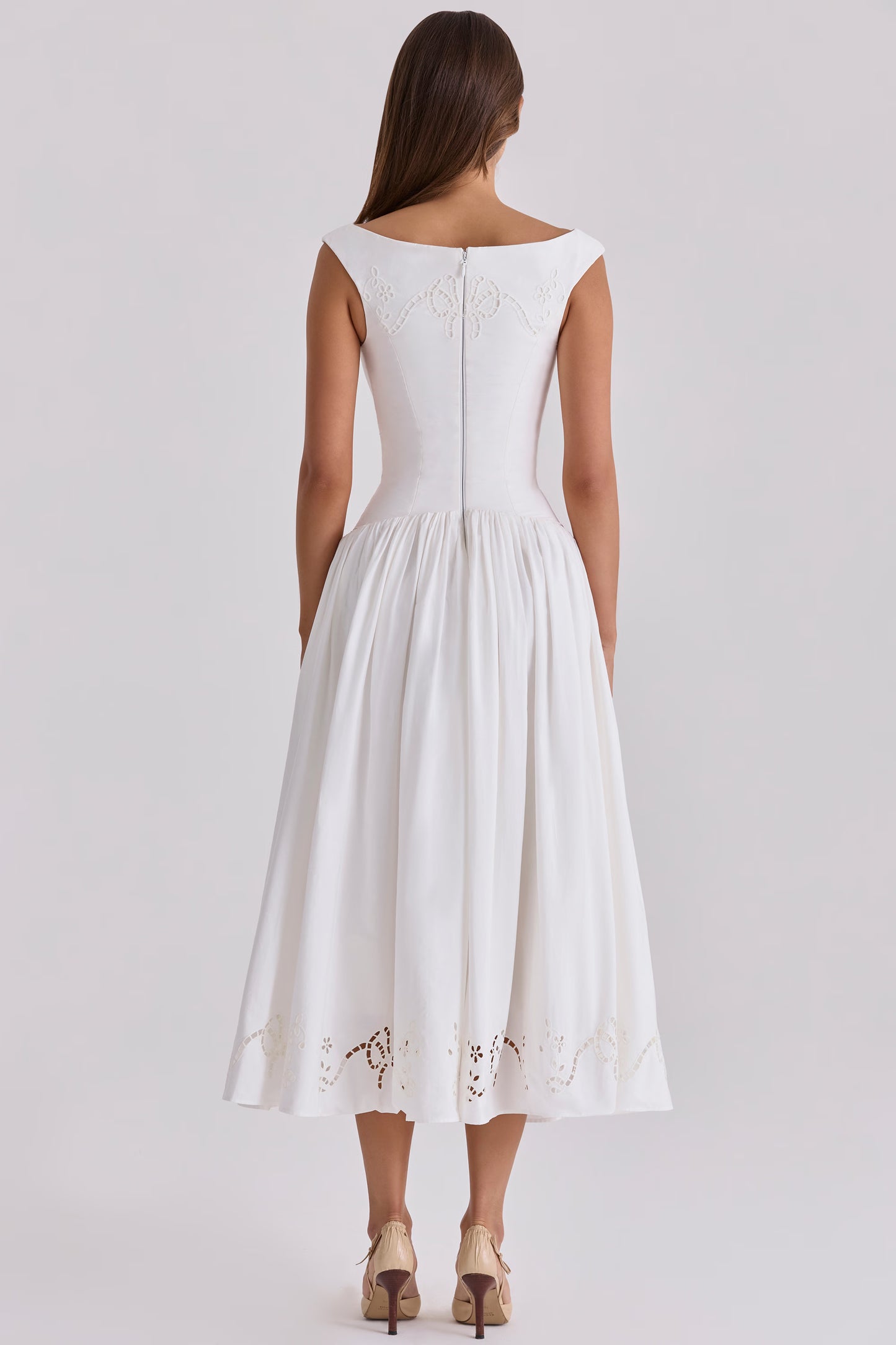 Rosalie Bow Broderie Midi Dress