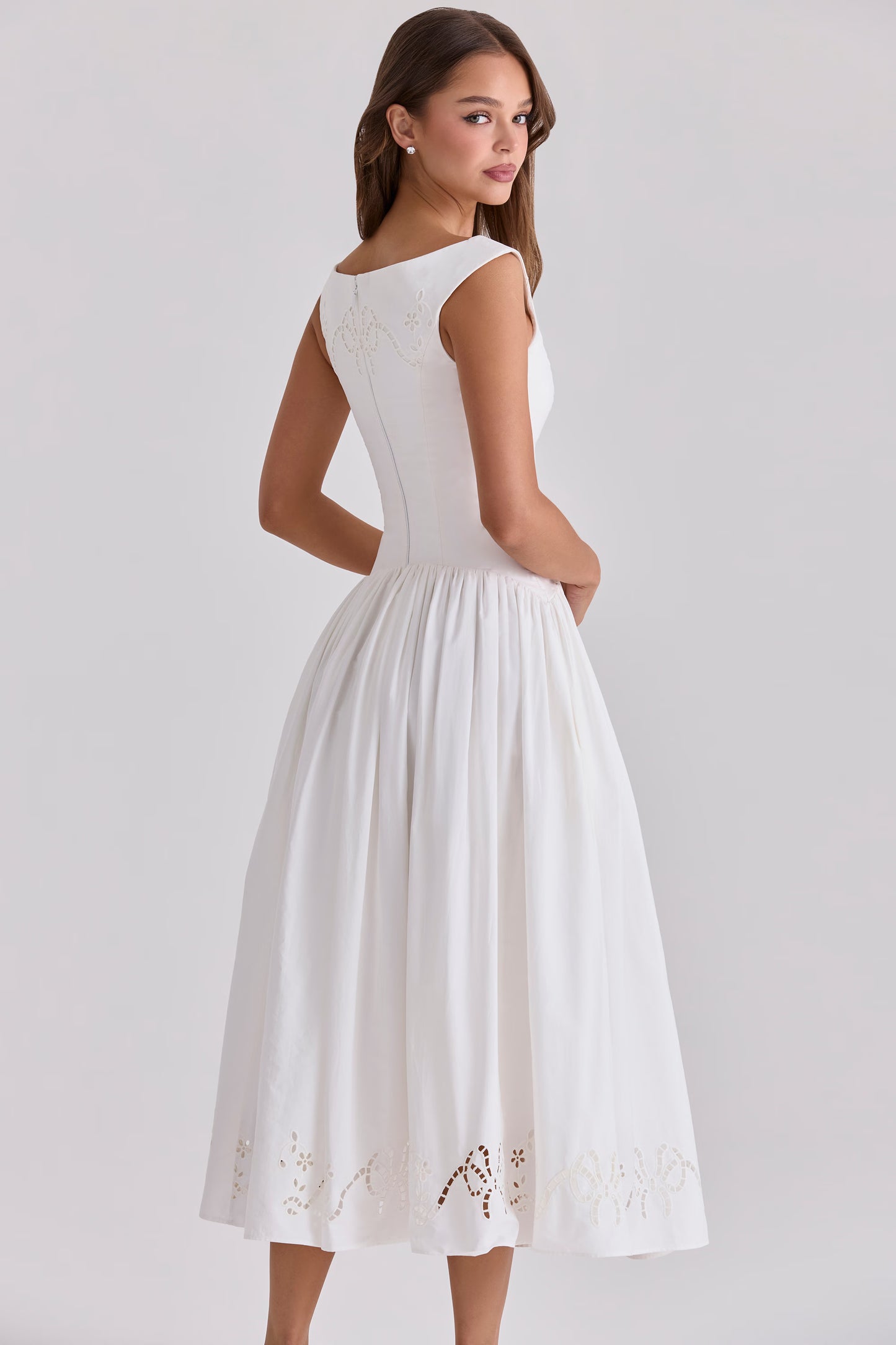 Rosalie Bow Broderie Midi Dress
